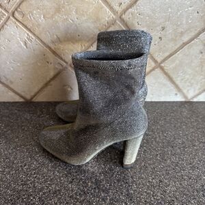 Michael Kors Gold Glitter Stretch Knit Ankle Bootie Mandy Boots Women's Sz 5